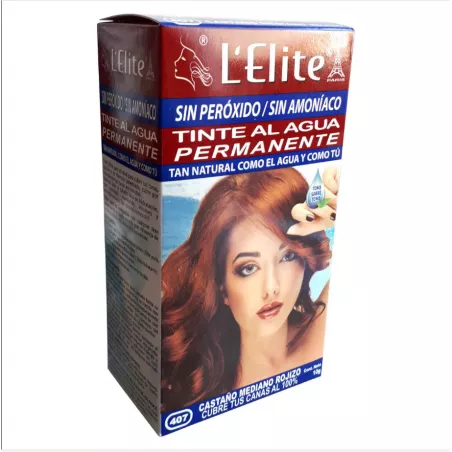 Tinte Al Agua Permanente L'Elite 407 Castaño Mediano Rojizo 10 Gr